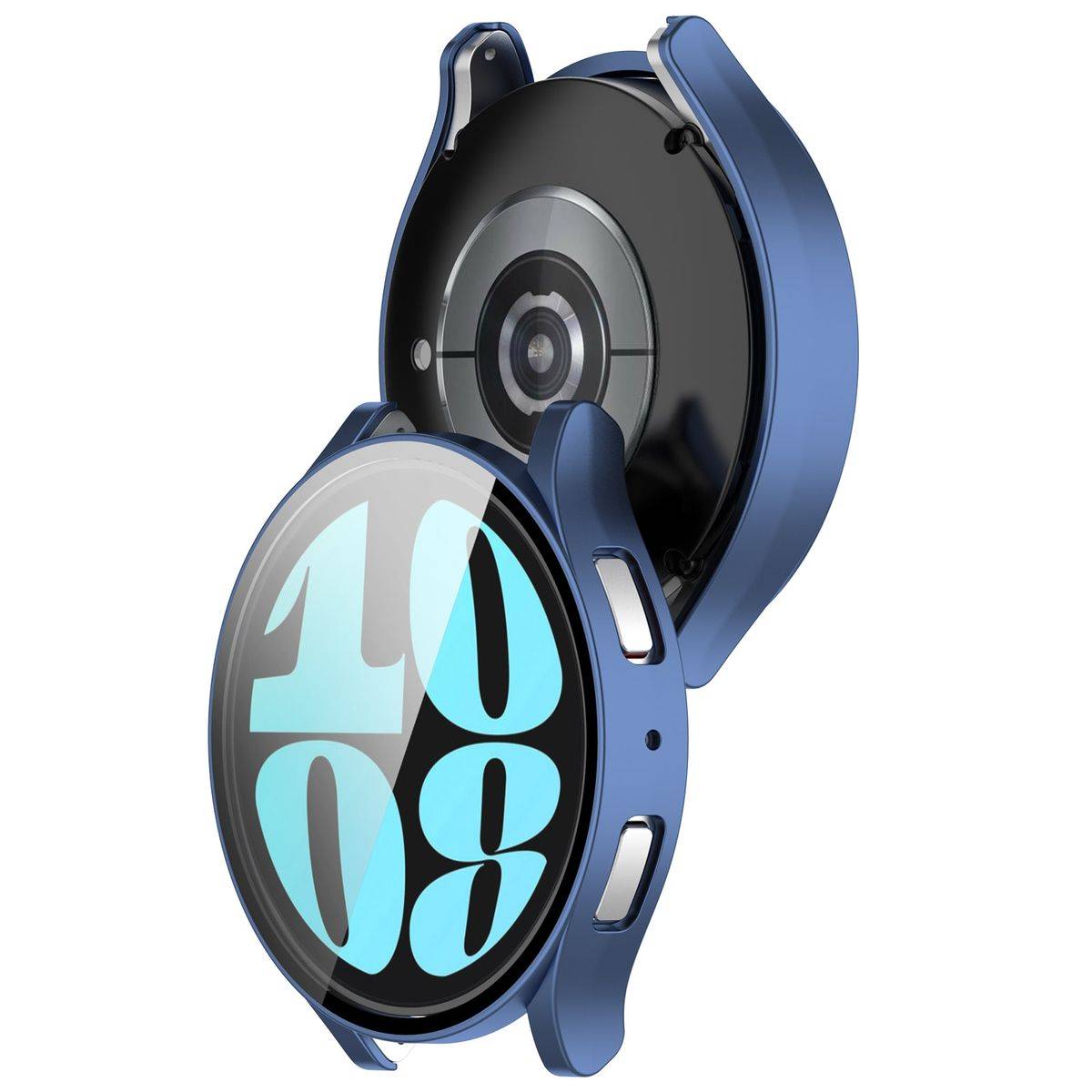 Für Samsung Galaxy Watch 6 40mm 360 Grad Schutzhülle mit Glas Blau