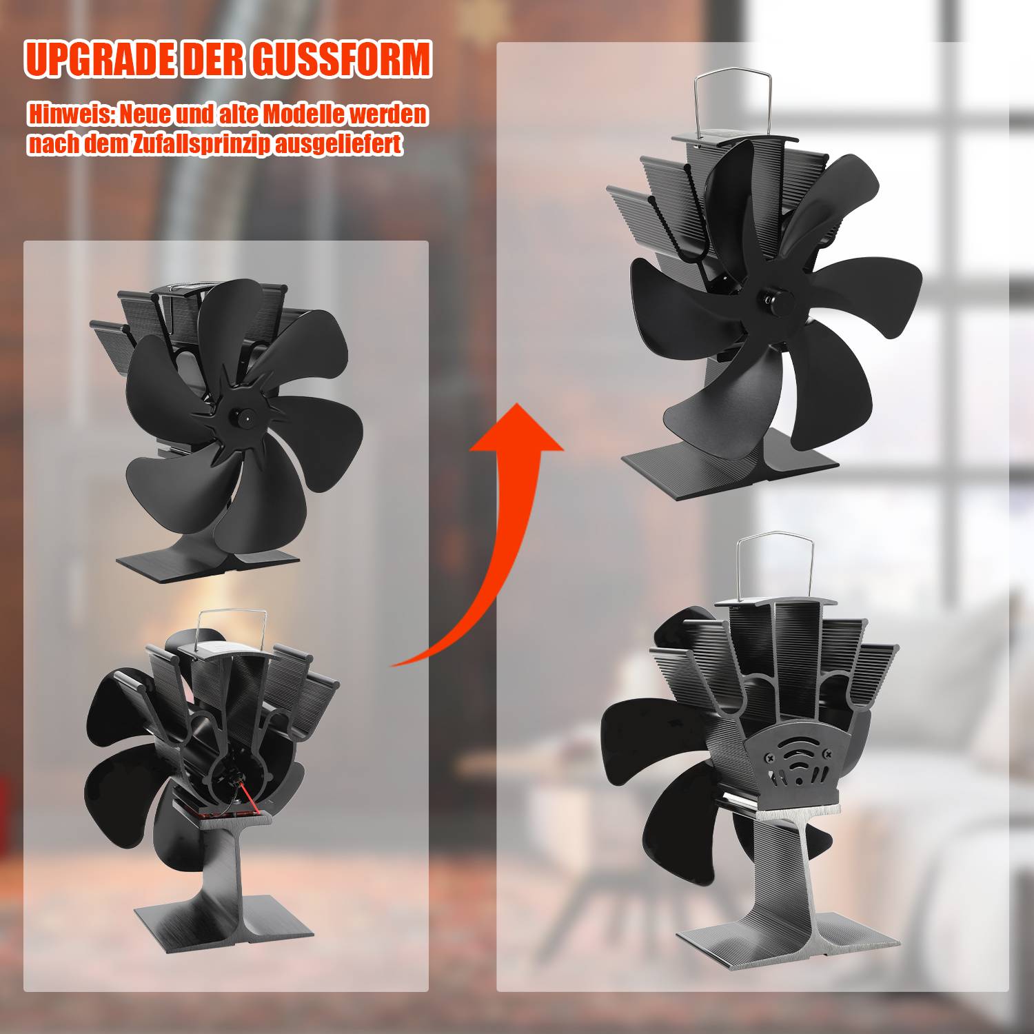Kaminofen Ventilator 6 Blatt Gebläse für Ofen 50-350°C Kaminventilator stromlos wärmebetrieben