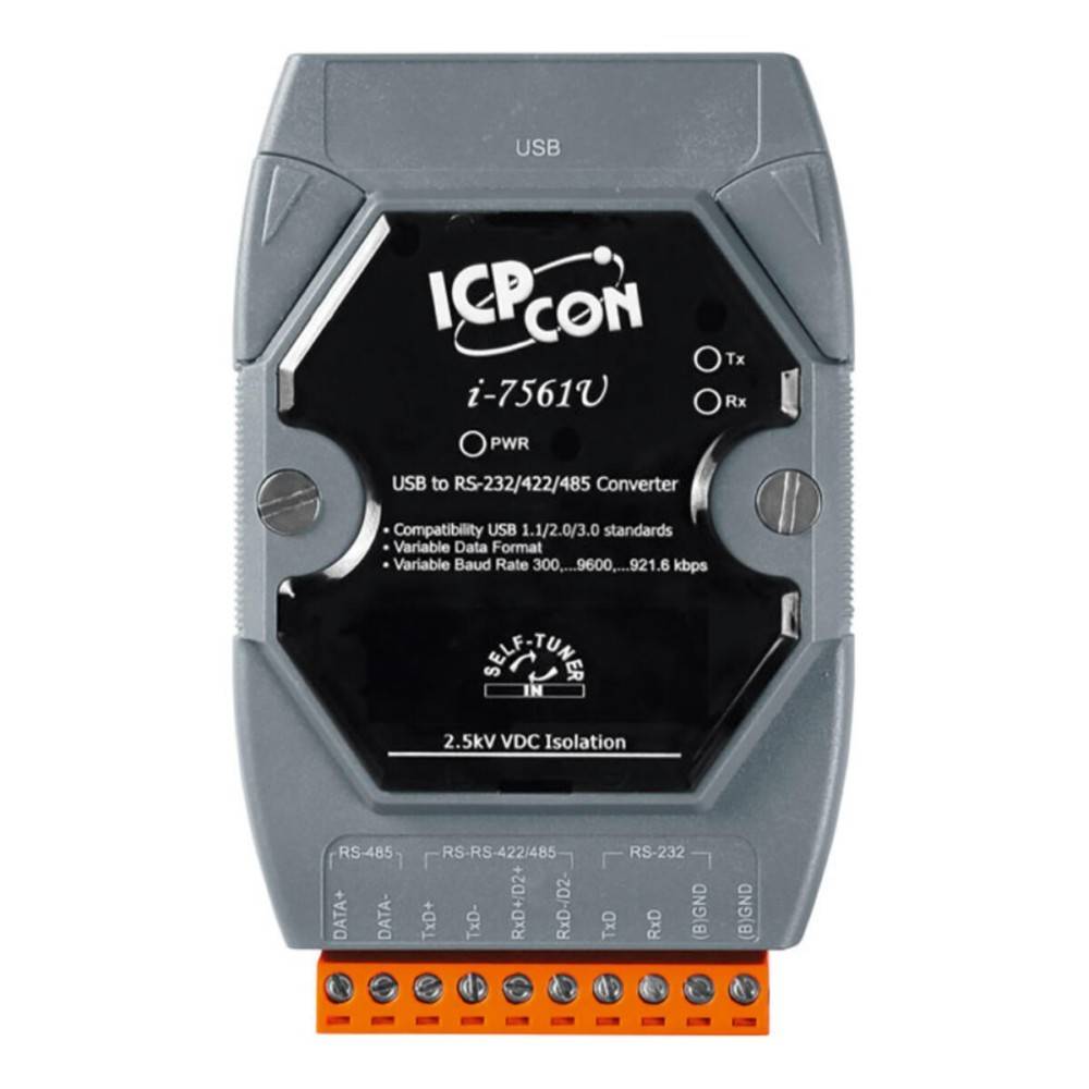 USB zu RS-232/422/485 Konverter, ICP CON i-7561U Modell. Funktionen umfassen variantenreichen Datenformat- und Baudratenwechsel, 2,5kV Isolation.