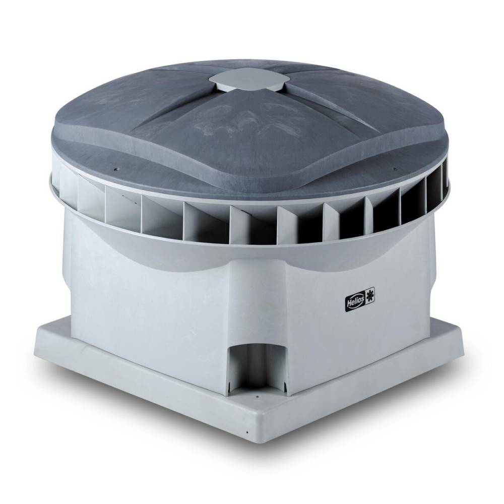 Ein grauer Dachturbinenventilator mit abgerundeter Spitze und Luftöffnungen an der Basis, verwendet zur Verbesserung der Luftzirkulation auf Gebäuden.