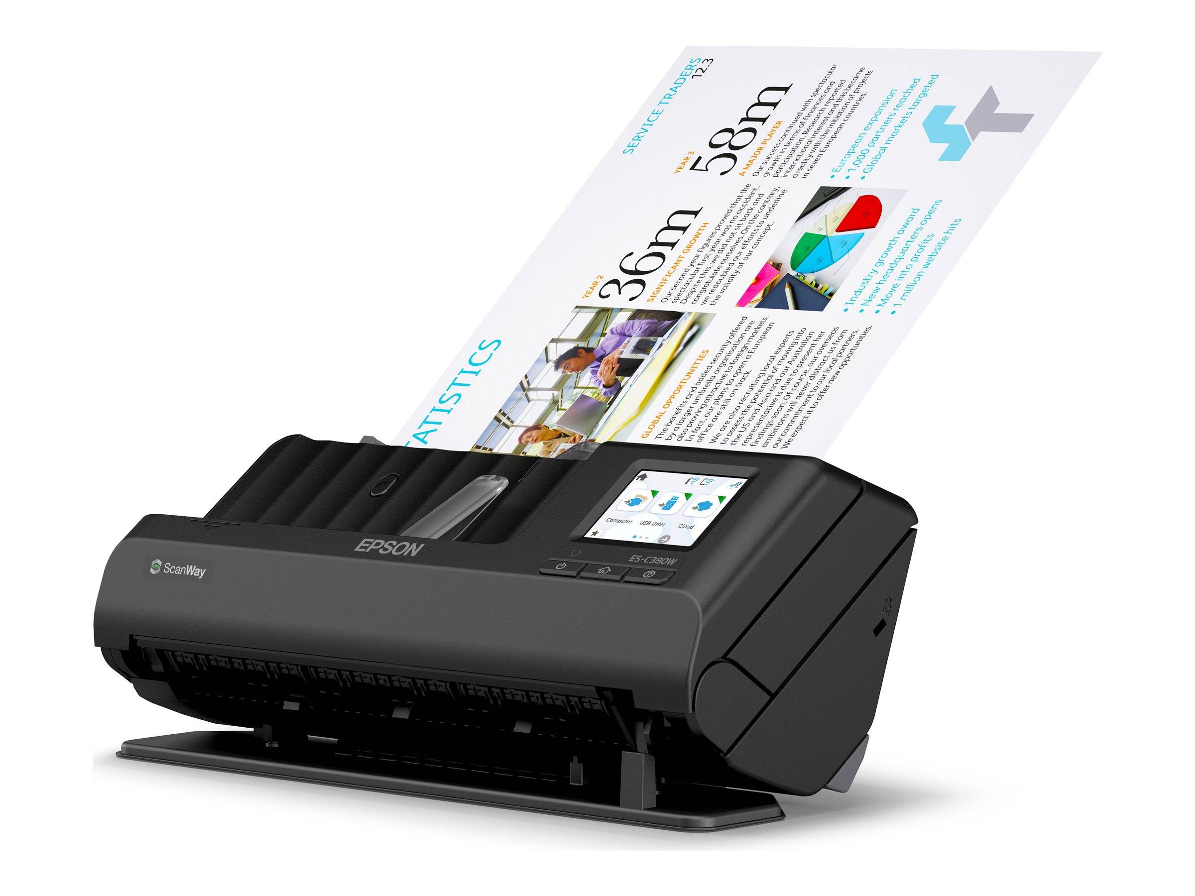Epson ES-C380W - Einzelblatt-Scanner - Duplex - A4/Legal - 600 dpi x 600 dpi - automatischer Dokumenteneinzug (20 Seiten