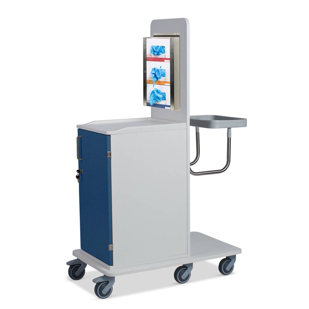 ETERNASOLID MULTICART Hygienewagen T12 mit festem Abfallsammler und 3-fach Handschuhboxhalterung, blau