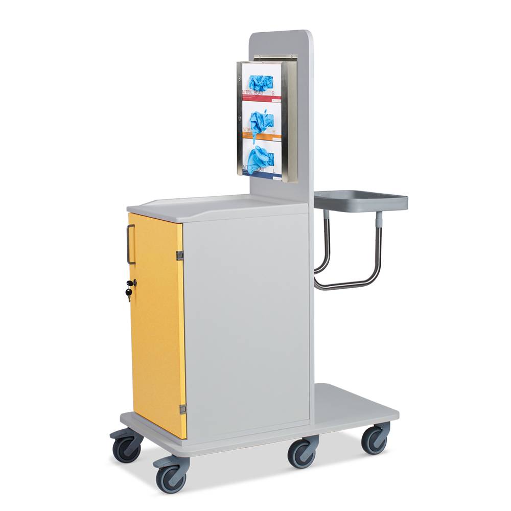 ETERNASOLID MULTICART Hygienewagen T12 mit festem Abfallsammler und 3-fach Handschuhboxhalterung, gelb