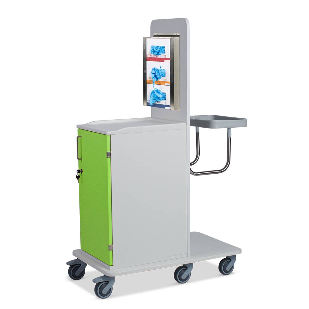 ETERNASOLID MULTICART Hygienewagen T12 mit festem Abfallsammler und 3-fach Handschuhboxhalterung, grün