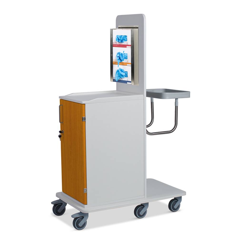 ETERNASOLID MULTICART Hygienewagen T12 mit festem Abfallsammler und 3-fach Handschuhboxhalterung, Kirsche