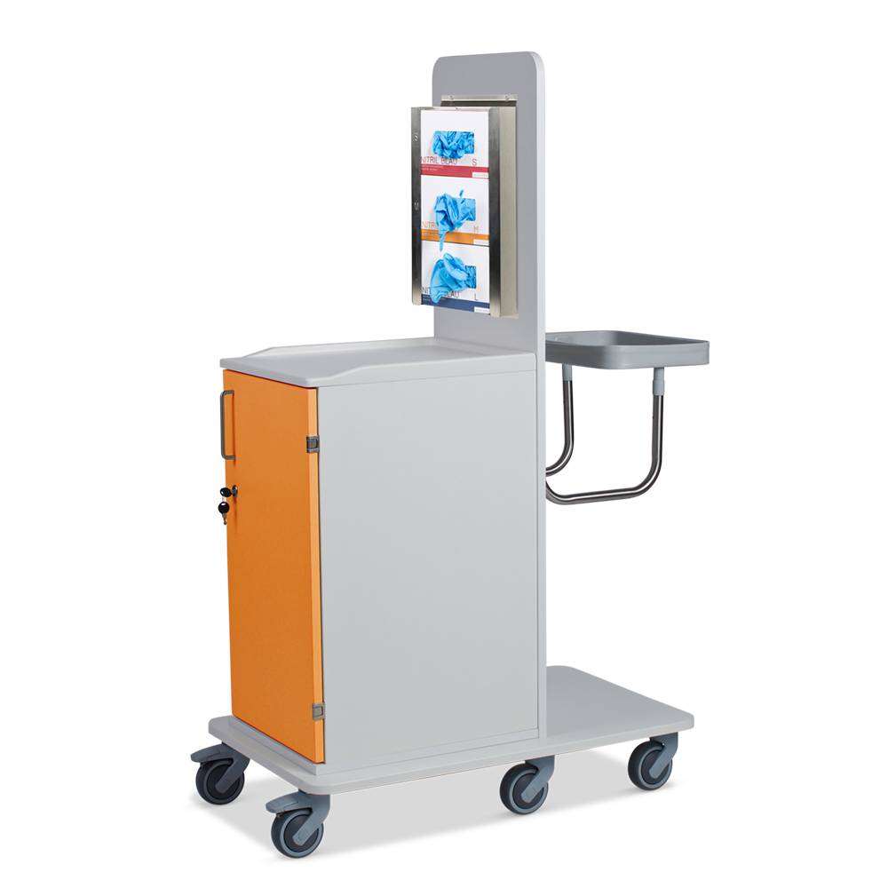 ETERNASOLID MULTICART Hygienewagen T12 mit festem Abfallsammler und 3-fach Handschuhboxhalterung, orange