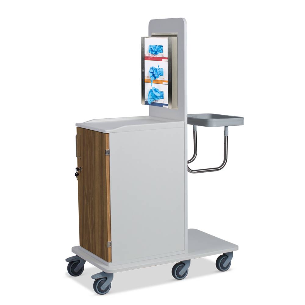 ETERNASOLID MULTICART Hygienewagen T12 mit festem Abfallsammler und 3-fach Handschuhboxhalterung, Walnuss