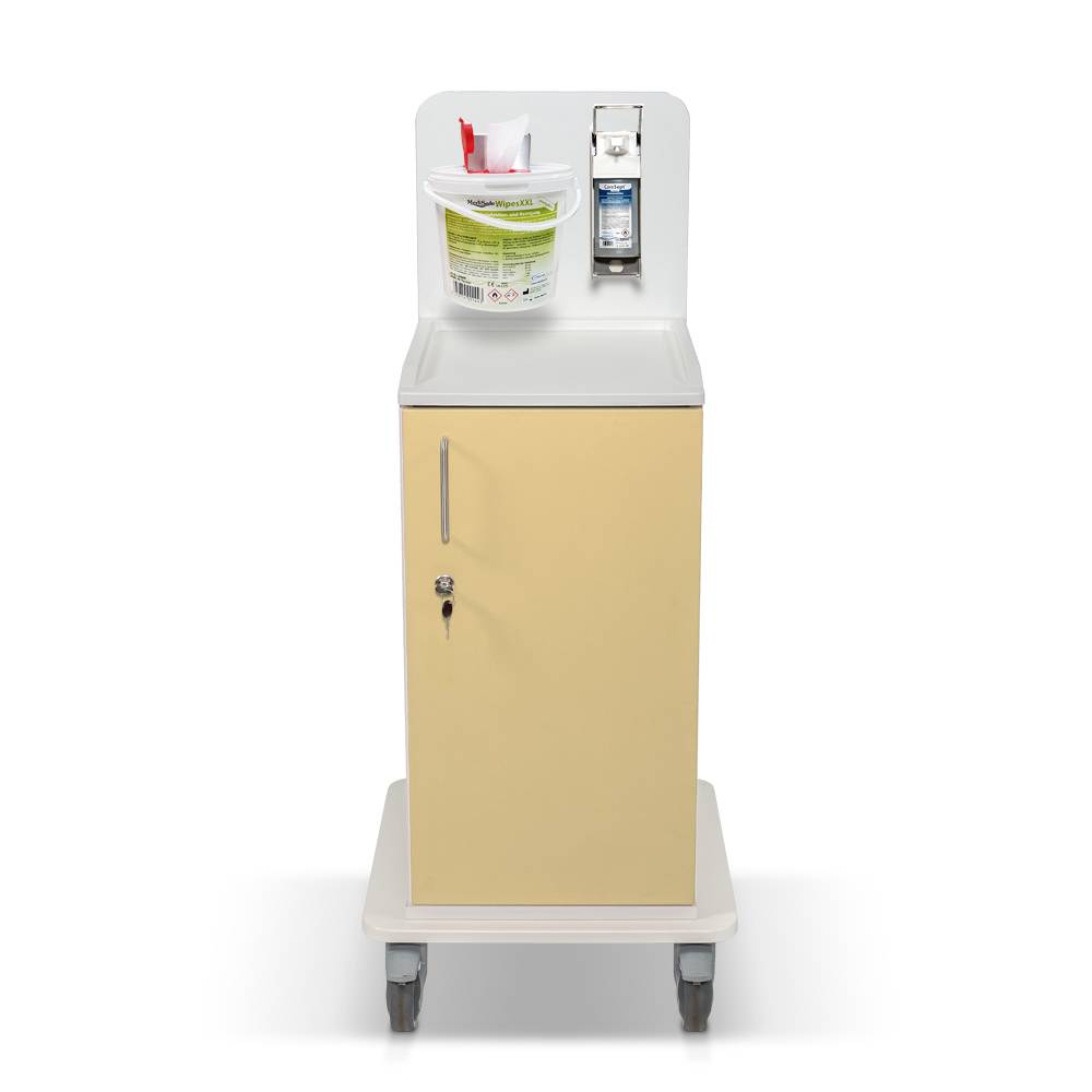 ETERNASOLID MULTICART koppelbarer Desinfektionswagen T11 mit Spenderhalterung und Desi-Spender, beige