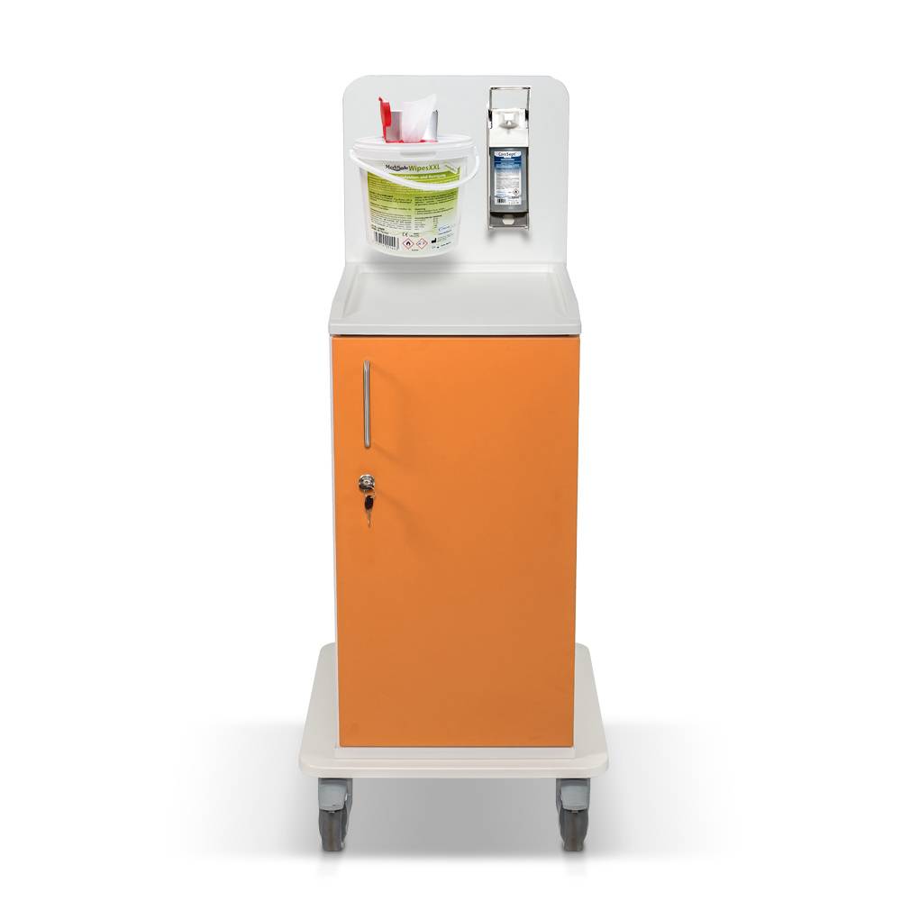 ETERNASOLID MULTICART koppelbarer Desinfektionswagen T11 mit Spenderhalterung und Desi-Spender, orange