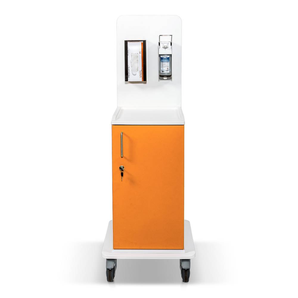 ETERNASOLID MULTICART koppelbarer Infektionswagen T13 mit Handschuhbox-Halterung und Desi-Spender, orange