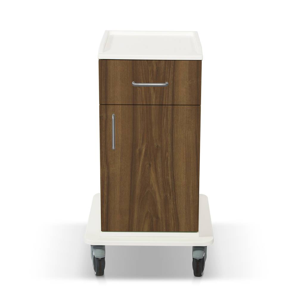 ETERNASOLID MULTICART Arbeitswagen T14 mit Schublade und Drehtür, Walnuss