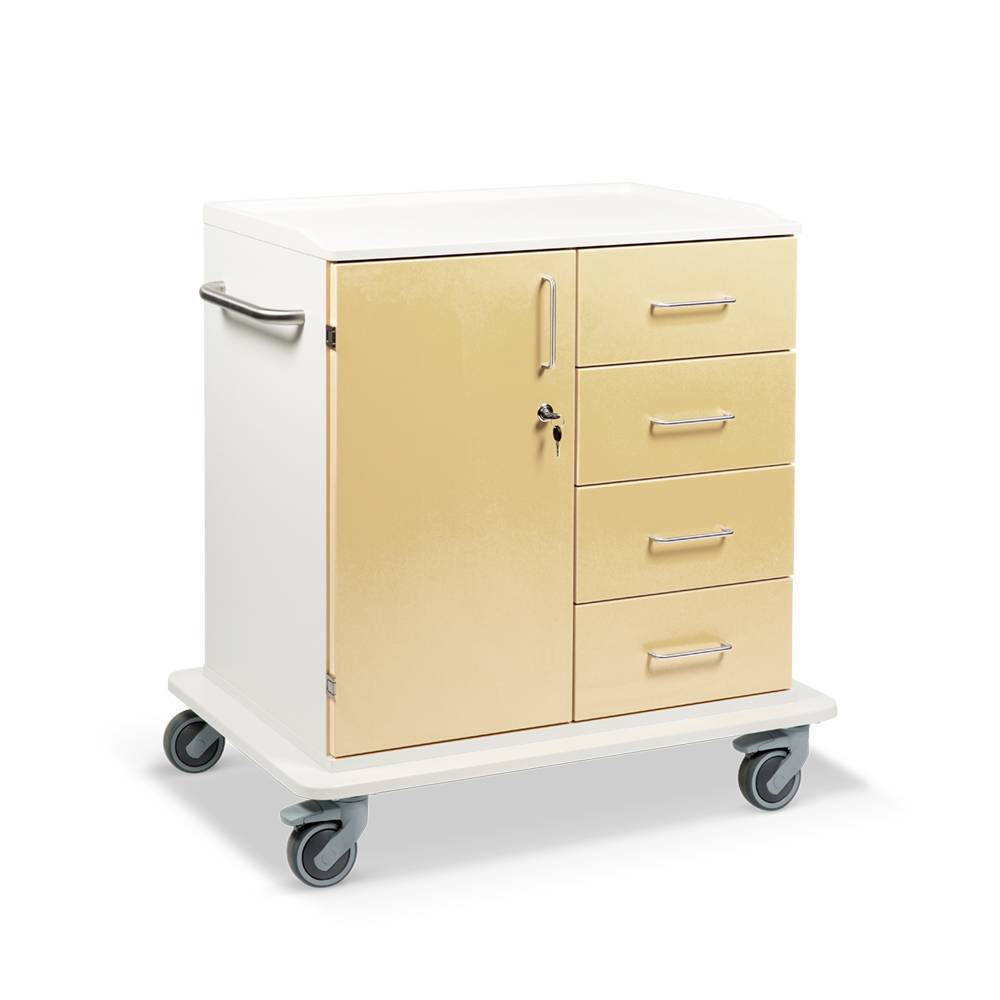 ETERNASOLID MULTICART Multifunktionswagen T22 mit einer Drehtür links, 4 Schubladen rechts und Schiebegriff, beige