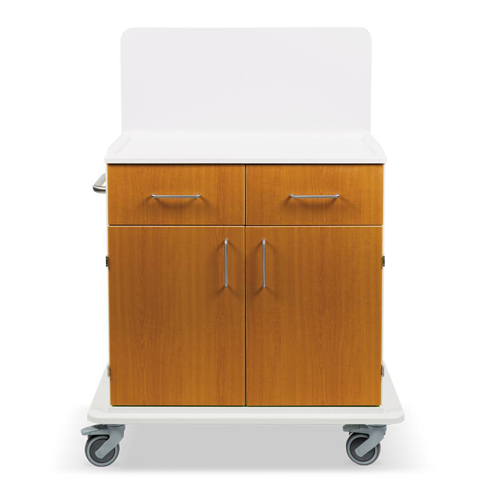 ETERNASOLID MULTICART Multifunktionswagen T21 mit Rückwand, 2 Drehtüren, 2 Schubladen und Schiebegriff, Kirsche