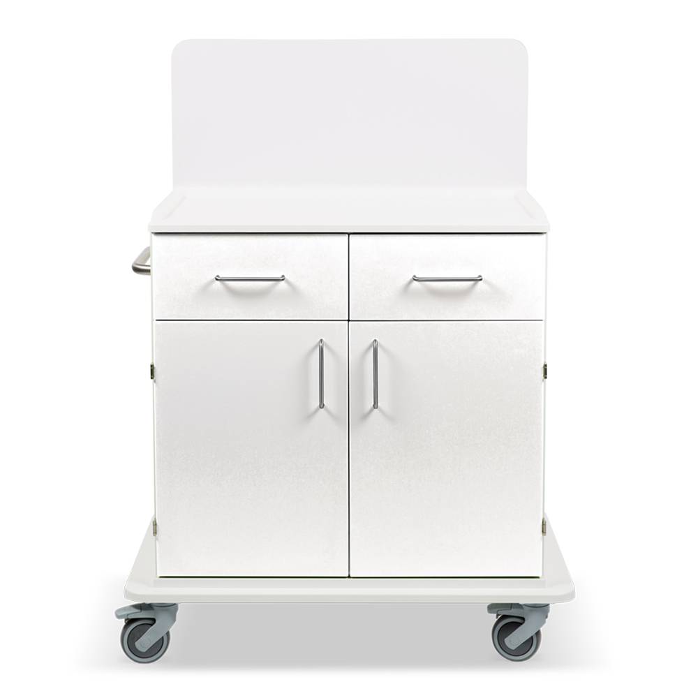 ETERNASOLID MULTICART Multifunktionswagen T21 mit Rückwand, 2 Drehtüren, 2 Schubladen und Schiebegriff, weiß