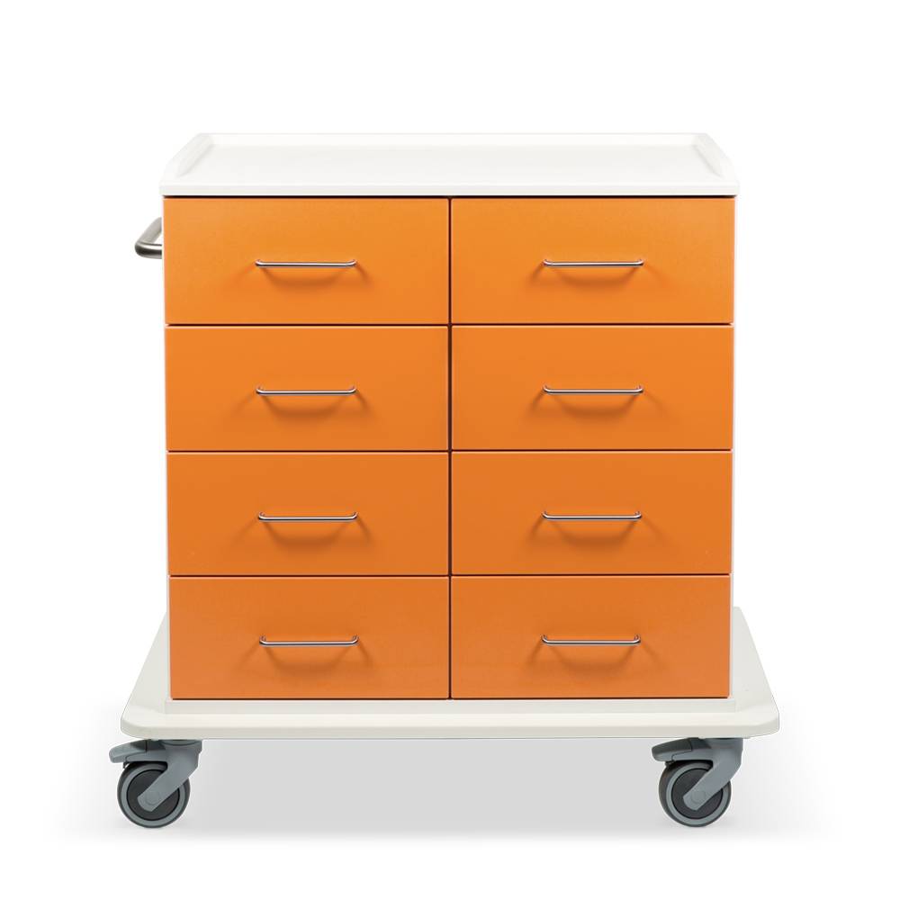 ETERNASOLID MULTICART Multifunktionswagen T23 mit 8 Schubladen und Schiebegriff, orange