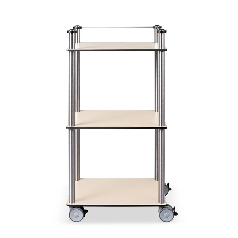 ETERNASOLID MULTICART Etagenwagen W13 mit 3 Böden und Reling 3-seitig, Ahorn hell, 50 x 35 x 102 cm (BxTxH)