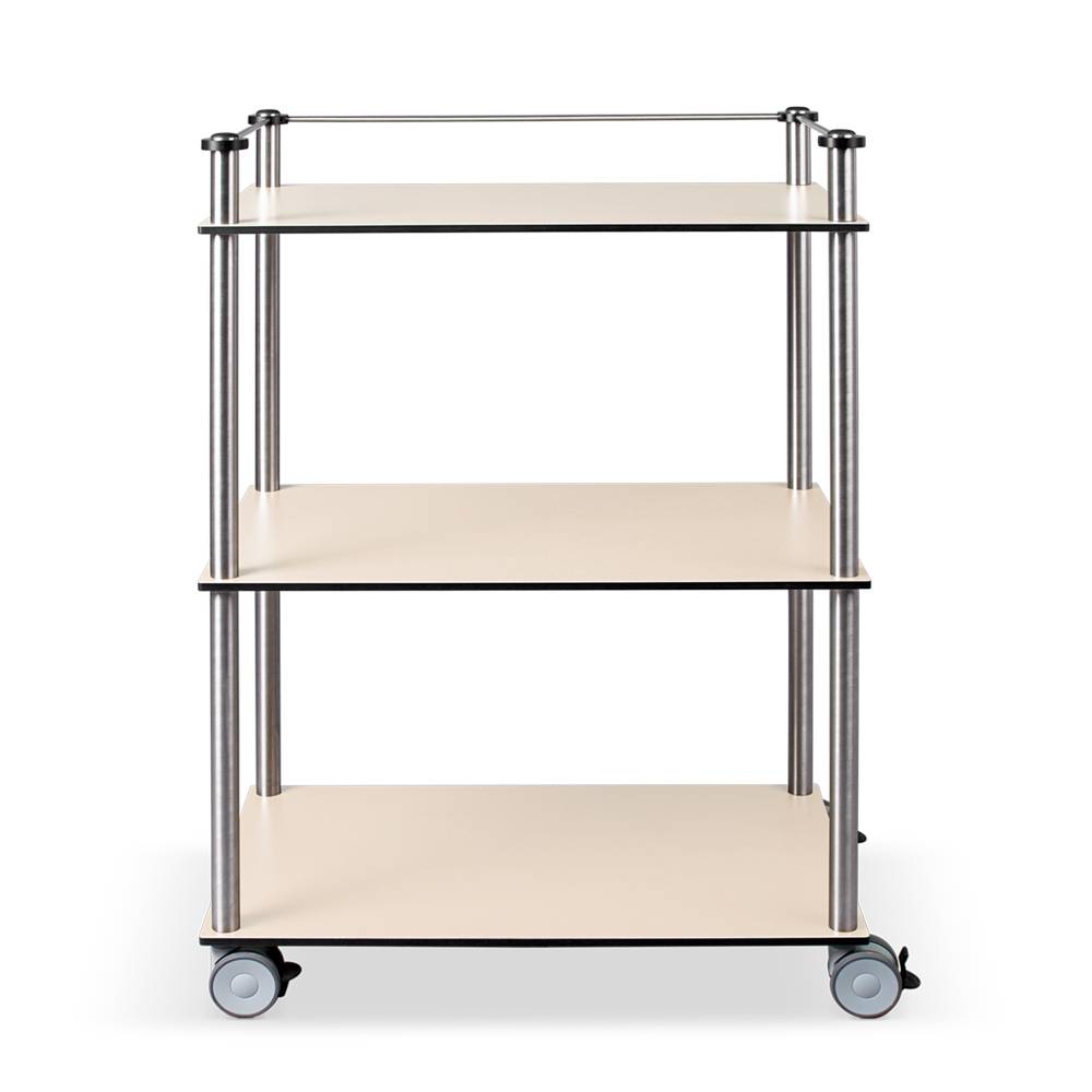 ETERNASOLID MULTICART Etagenwagen W23 mit 3 Böden und Reling 3-seitig, Ahorn hell, 70 x 45 x 102 cm (BxTxH)