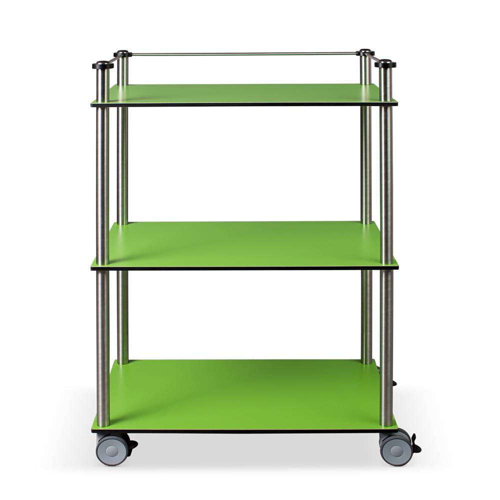ETERNASOLID MULTICART Etagenwagen W23 mit 3 Böden und Reling 3-seitig, grün, 70 x 45 x 102 cm (BxTxH)