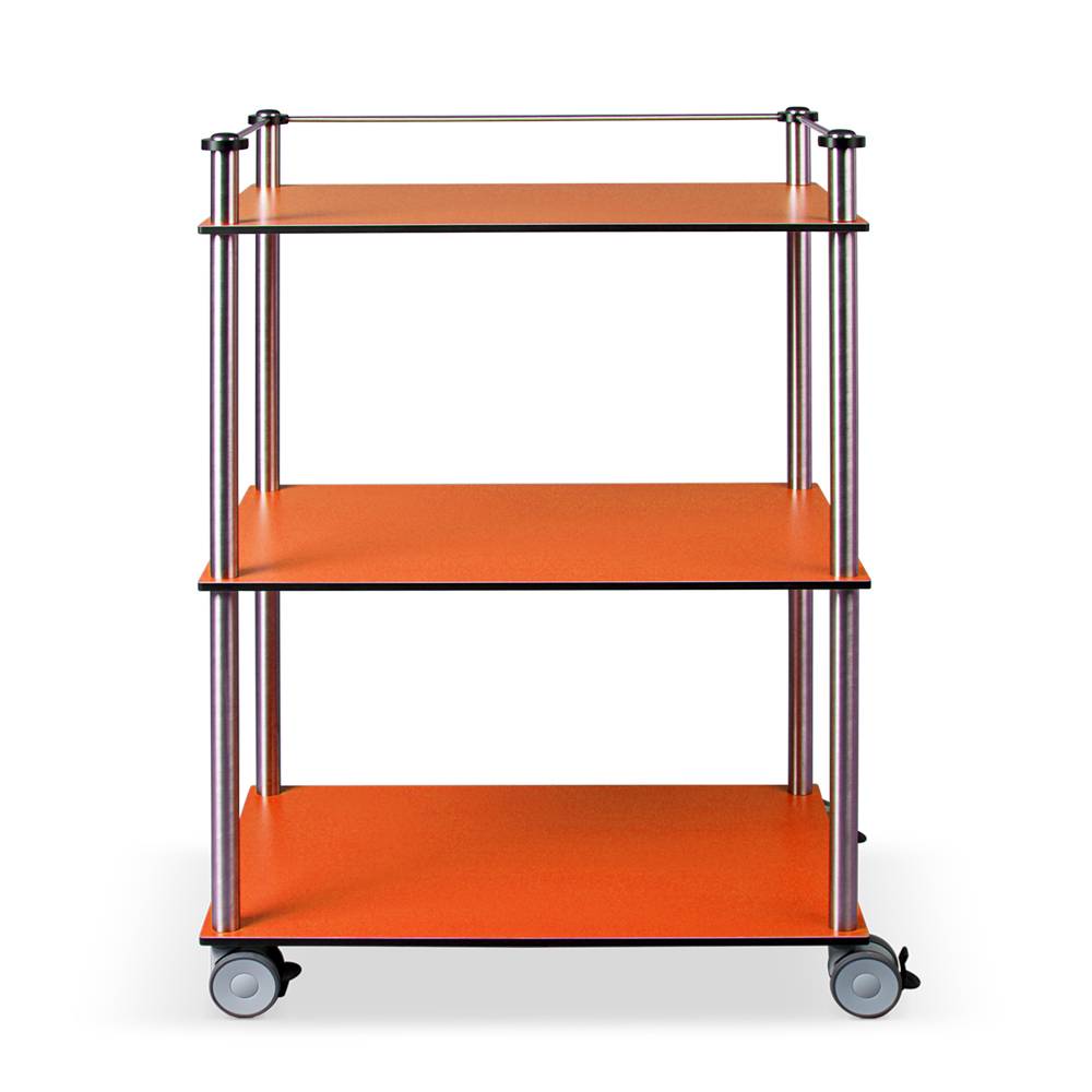ETERNASOLID MULTICART Etagenwagen W23 mit 3 Böden und Reling 3-seitig, orange, 70 x 45 x 102 cm (BxTxH)