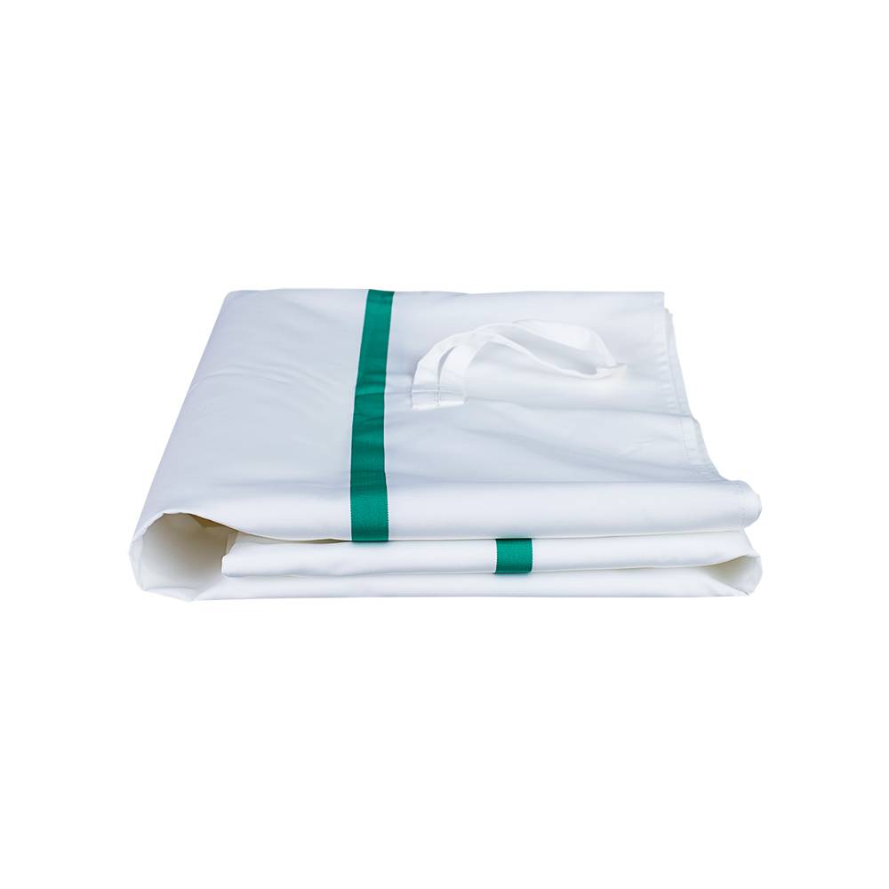 ETERNASOLID Textil-Wickelsack / Wäschesammler mit Knebelverschluss, 12 kg, 100 x 58 cm, weiß, mit grünen Kennstreifen