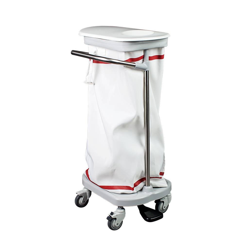 ETERNASOLID Textil-Wickelsack / Wäschesammler mit Knebelverschluss, 12 kg, 100 x 58 cm, weiß, mit roten Kennstreifen