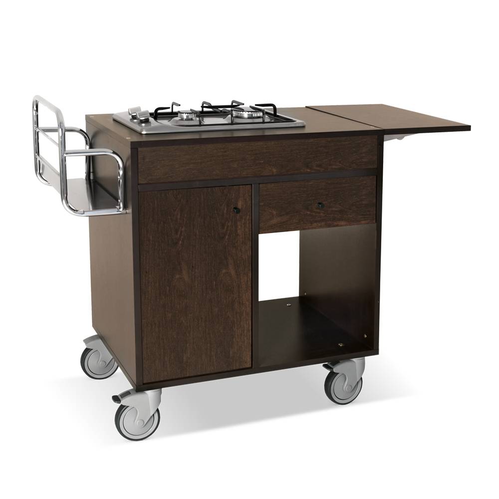 ETERNASOLID Flambierwagen Vulcano, 2 Brenner getrennt, Wenge