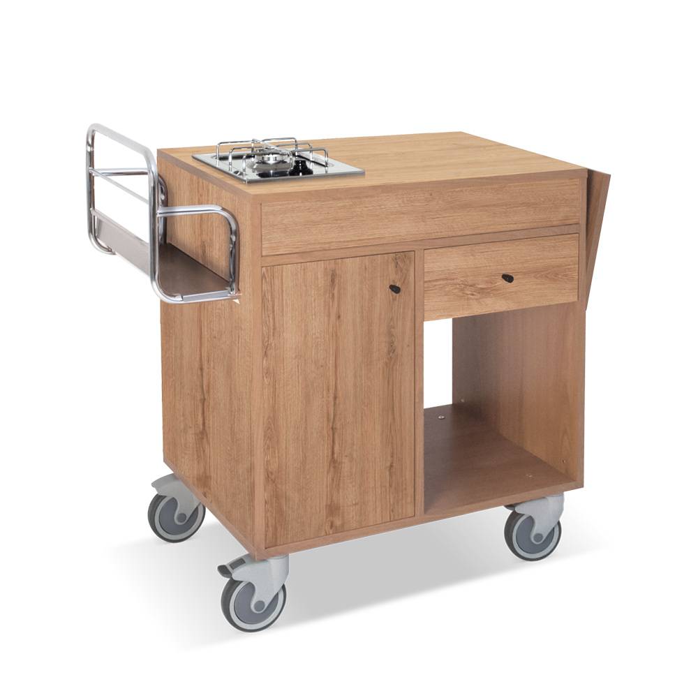 ETERNASOLID Flambierwagen Vulcano, 1 Brenner, Eiche