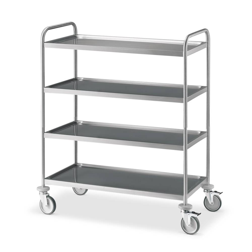 ETERNASOLID Edelstahlwagen Progress 120 x 60 cm (BxT), fest verschweißt, schallgedämpft, 4 Böden