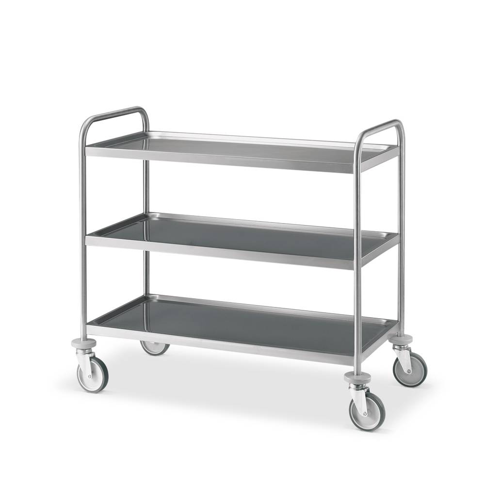 ETERNASOLID Edelstahlwagen Progress 100 x 50 cm (BxT), fest verschweißt, schallgedämpft, 3 Böden