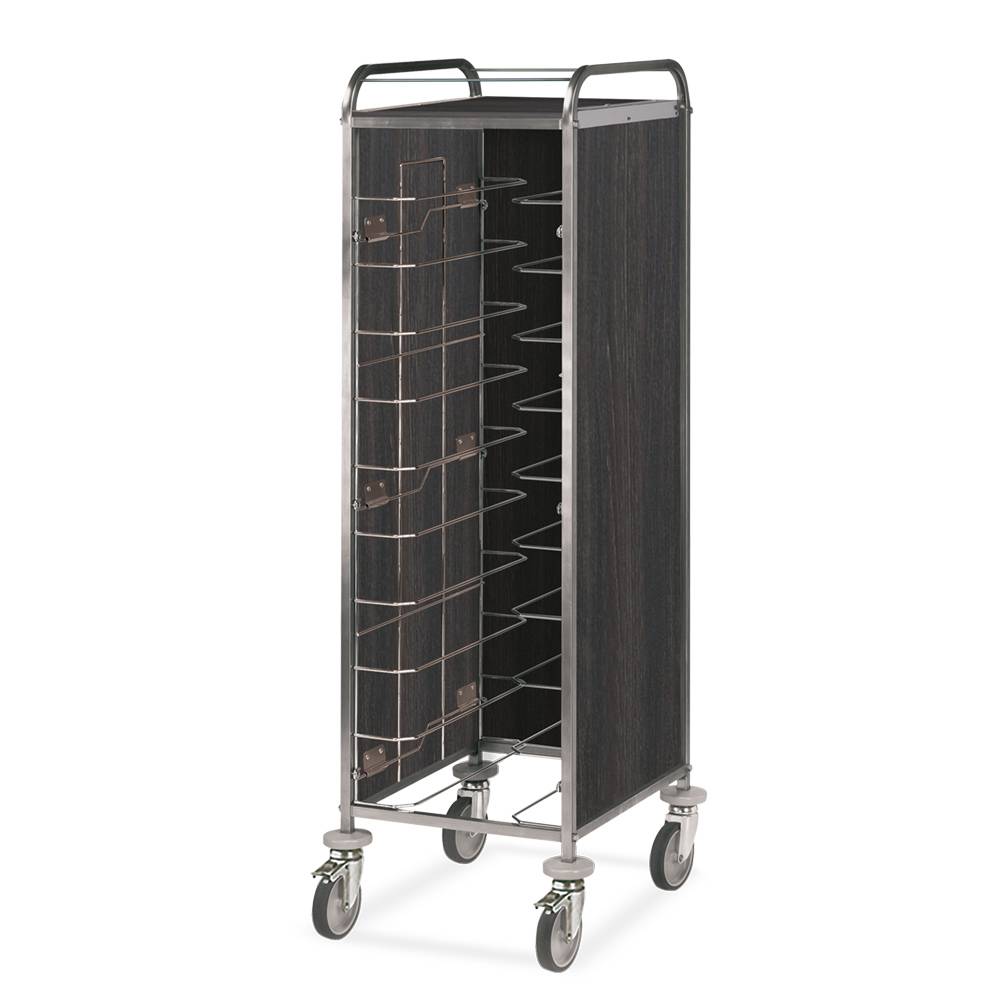 ETERNASOLID Tablettwagen für 10 Tabletts, Universal-Bügel, 2 Seitenwände, Rückwand und Oberplatte, Tabak