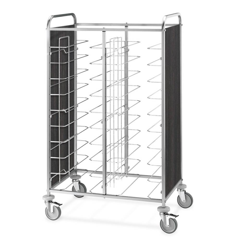 ETERNASOLID Tablettwagen für 20 Tabletts, Universal-Bügel, 2 Seitenwände, Tabak