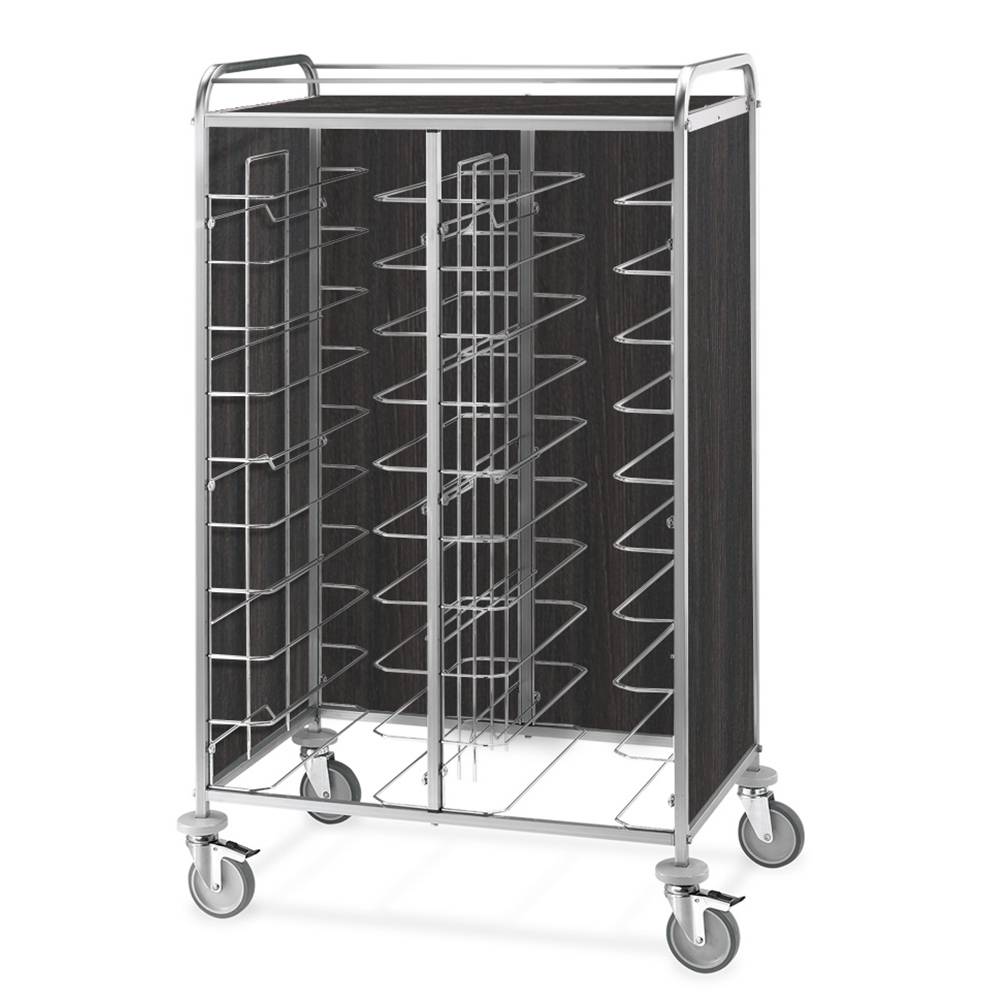 ETERNASOLID Tablettwagen für 24 Tabletts, Universal-Bügel, 2 Seitenwände, Rückwand und Oberplatte, Tabak