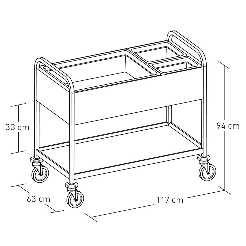 ETERNASOLID Abräumwagen mit Seitenverkleidung, mit verschiebbarem Steg