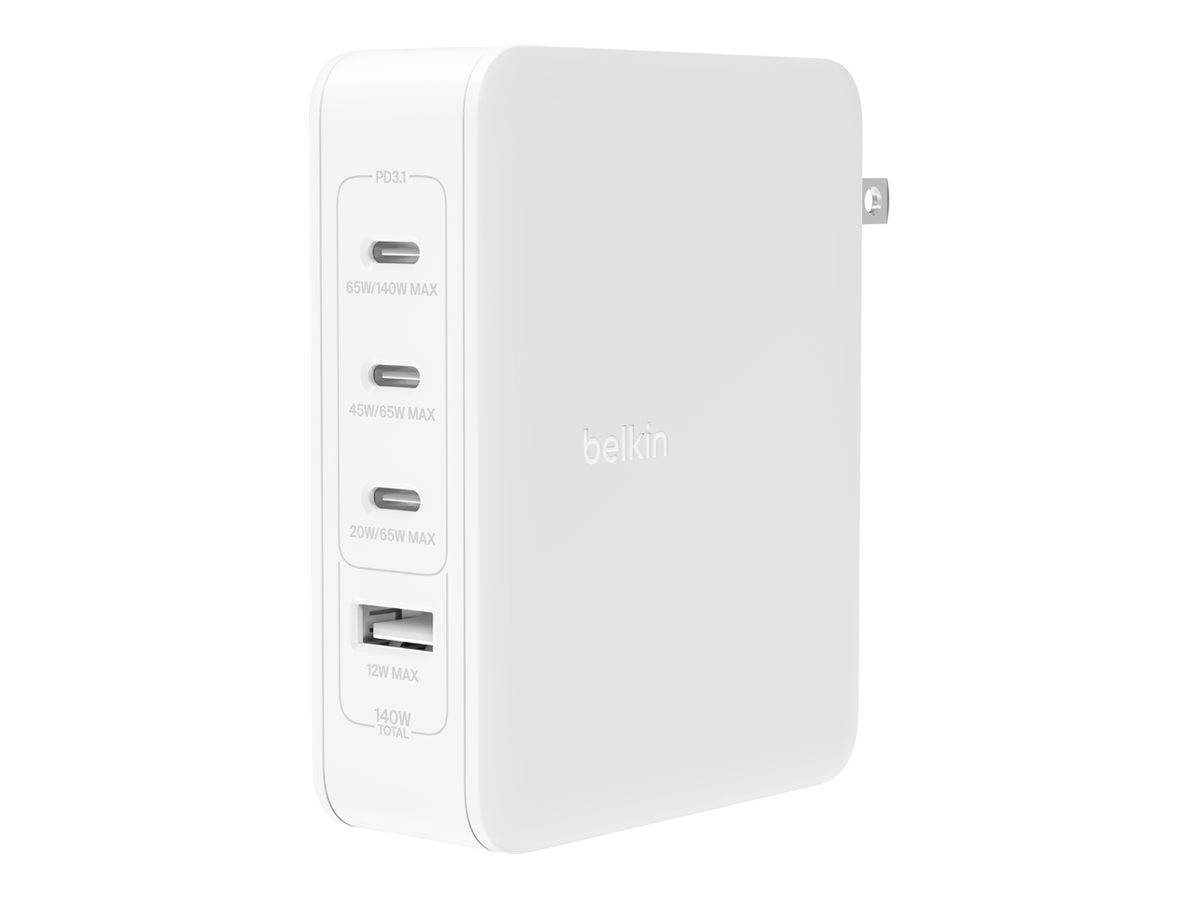 Belkin BoostCharge Pro - Netzteil - GaN-Technologie - 140 Watt - Fast Charge, Power Delivery 3.1 - 4 Ausgabeanschlussste