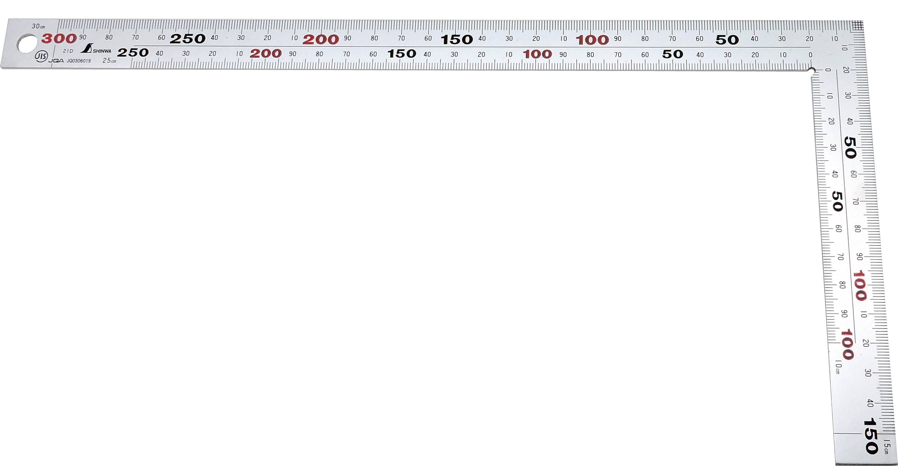Shinwa 12560 Zimmermannswinkel 300x150mm - by FAMEX - Messwinkel Schreinerwinkel Winkelmesser, 8 Skalen (32587)