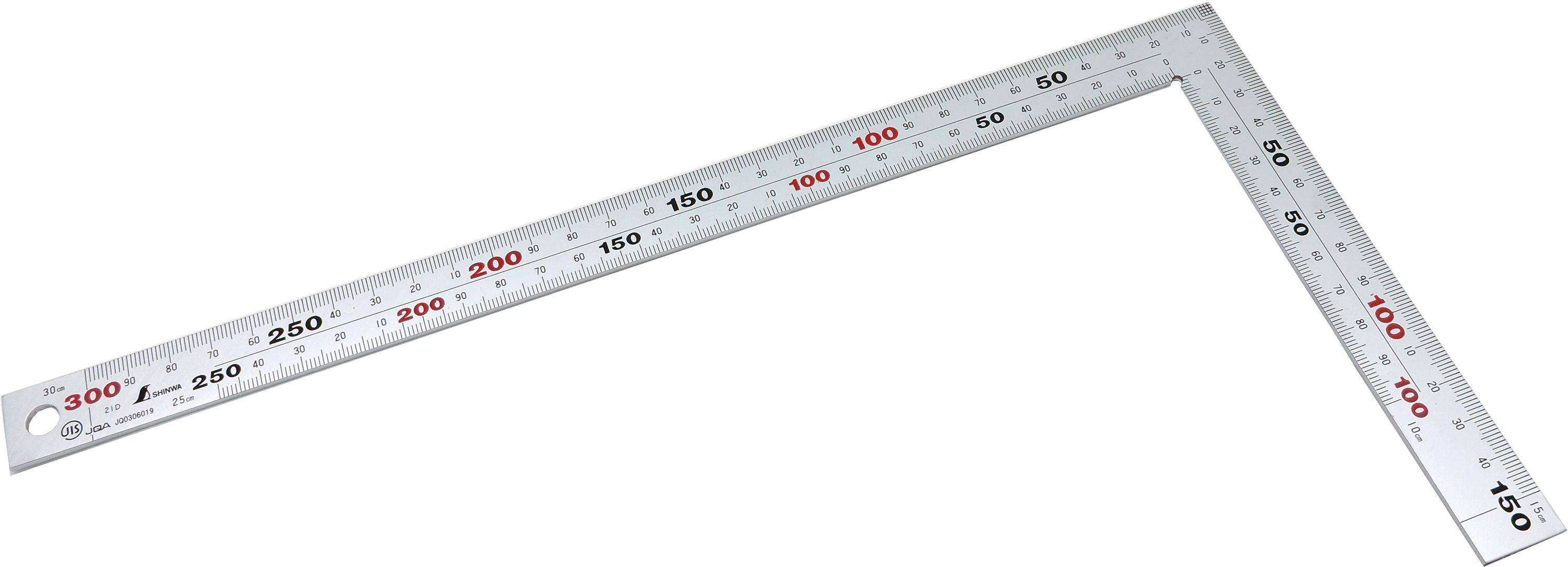 Shinwa 12560 Zimmermannswinkel 300x150mm - by FAMEX - Messwinkel Schreinerwinkel Winkelmesser, 8 Skalen (32587)