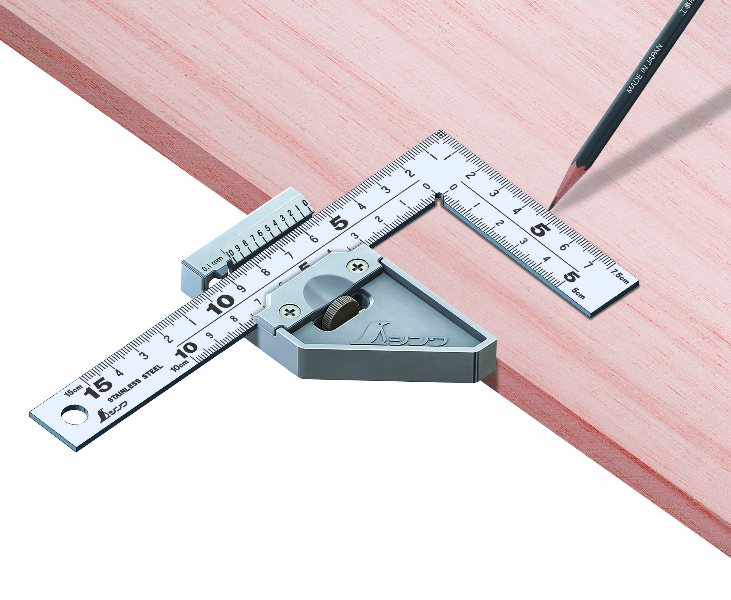 12512 Shinwa Zimmermannswinkel 150x75mm - by FAMEX - Präzisionswerkzeug mit Stopper