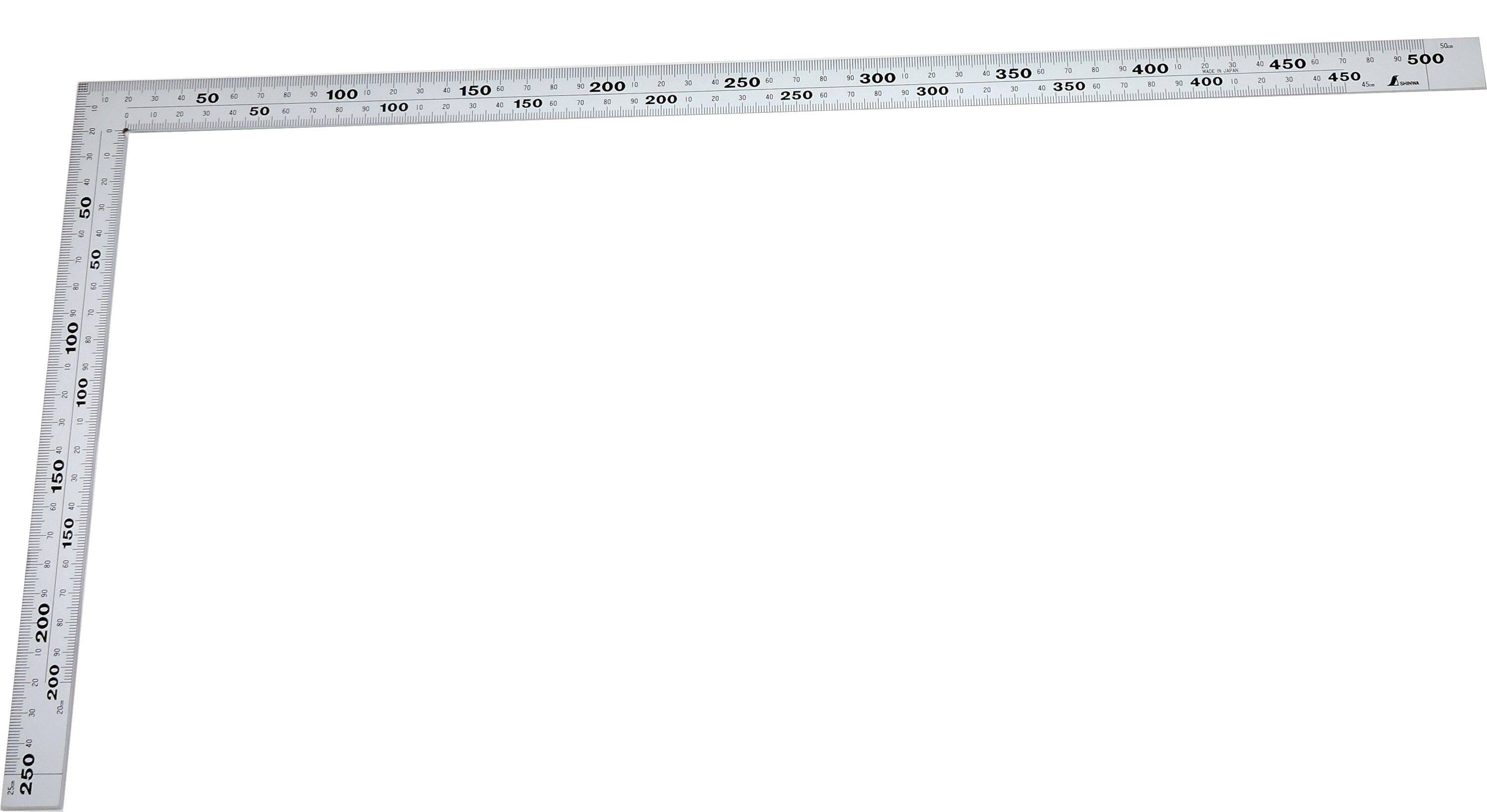 Shinwa 12561 Zimmermannswinkel 50x25cm - by FAMEX - Winkelmesser Schreinerwinkel Messwinkel, 8 Skalen (32589)