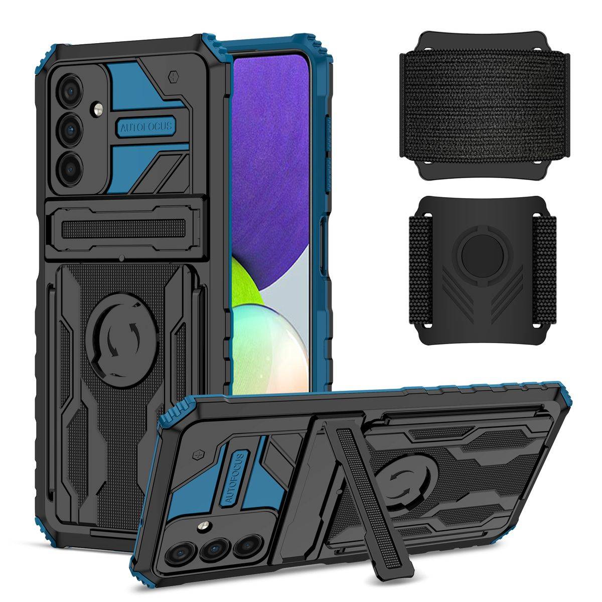 Für Samsung Galaxy A54 5G Shockproof Armor Hülle mit Armband Schutz Blau