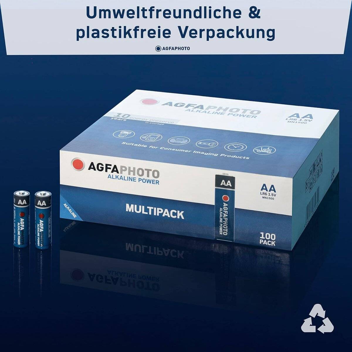 AgfaPhoto Alkaline Batterien Mignon, AA, LR06, 1.5V 100er Box