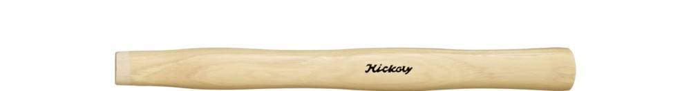 Ein Holzbaseballschläger mit dem Markennamen Hickory in der Nähe der Mitte gedruckt.