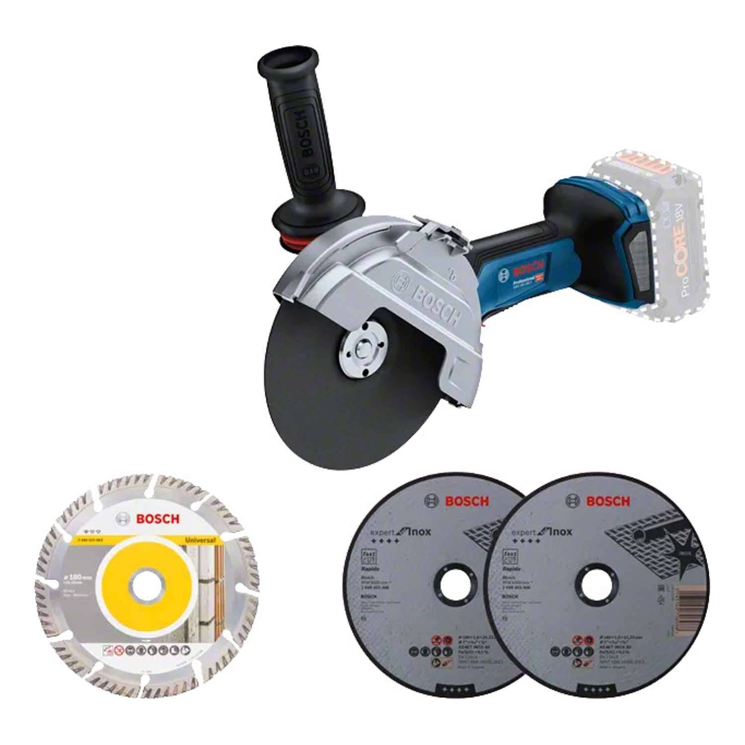 BOSCH Bosch Akku-Winkelschleifer, GWS 18V-180 P 180,0mm x 22,23mm incl. ohne Akku Akku-Spannung 18V ähnlich 1500W,