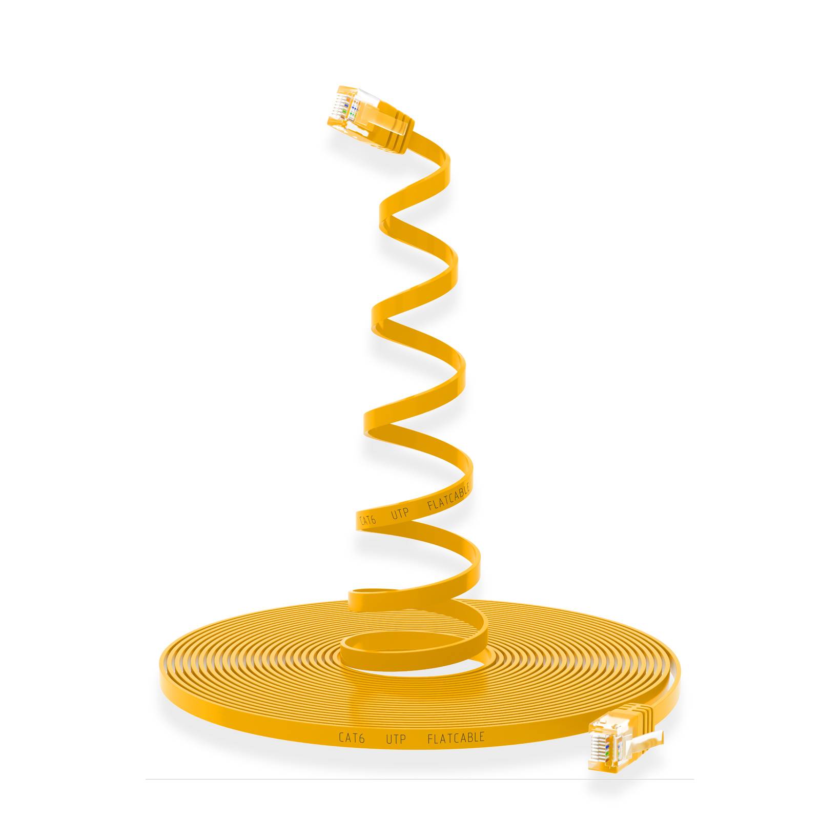 hb-digital 3m Patch Kabel CAT 6 Flachkabel bis zu 1000Mbit/s, U/UTP, PVC Mantel flach gelb