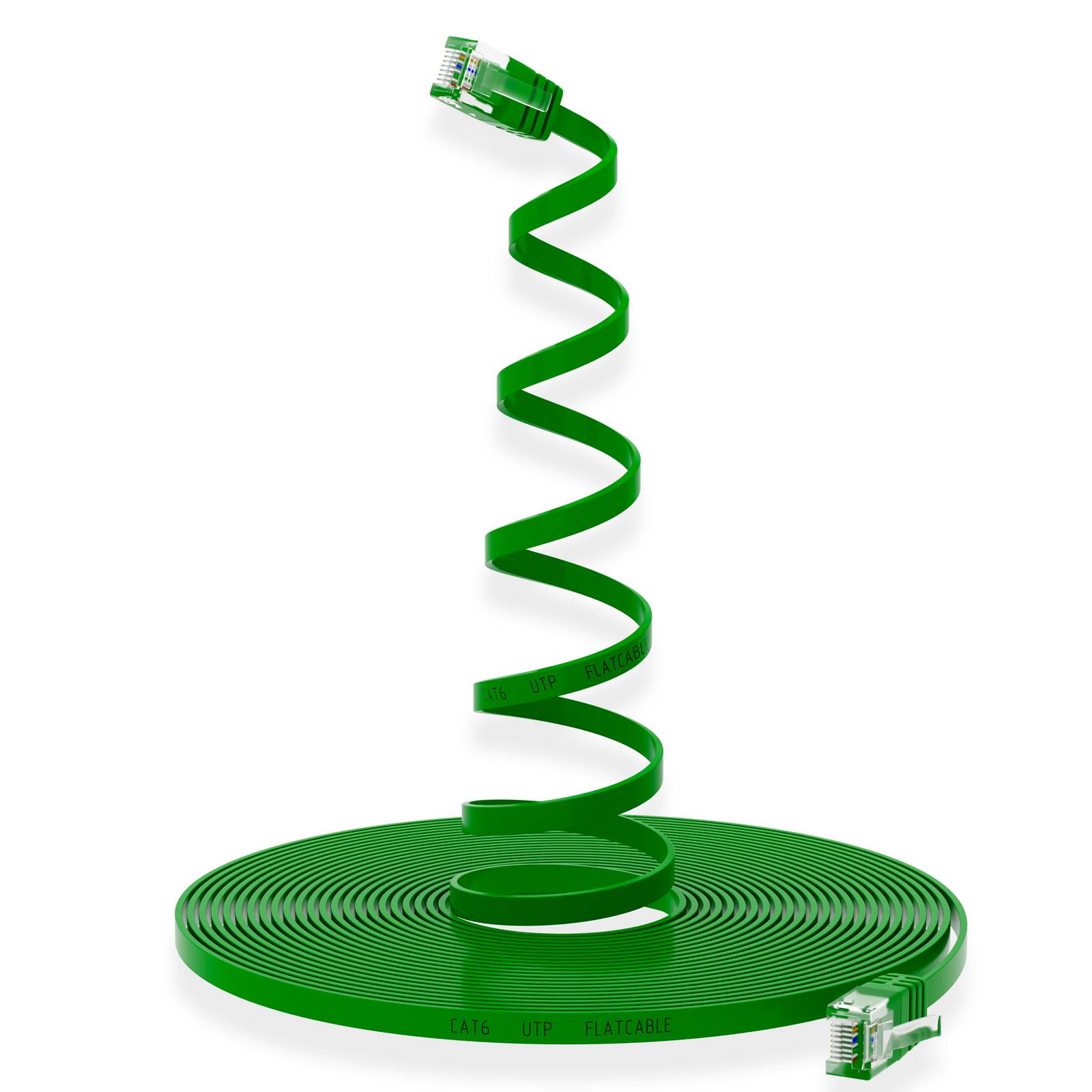 hb-digital 5m Patch Kabel CAT 6 Flachkabel bis zu 1000Mbit/s, U/UTP, PVC Mantel flach grün