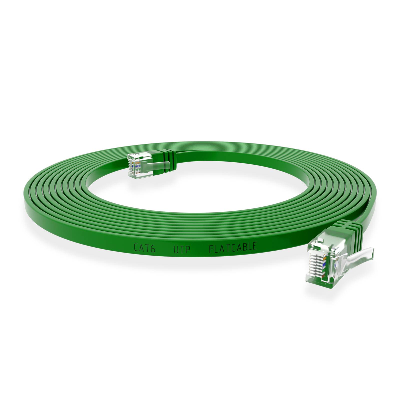 hb-digital 3m Patch Kabel CAT 6 Flachkabel bis zu 1000Mbit/s, U/UTP, PVC Mantel flach grün