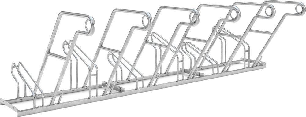 Fahrrad-Anlehnparker einseitig, verzinkt L 3000 mm, 6 Plätze Modell 2600 XBF