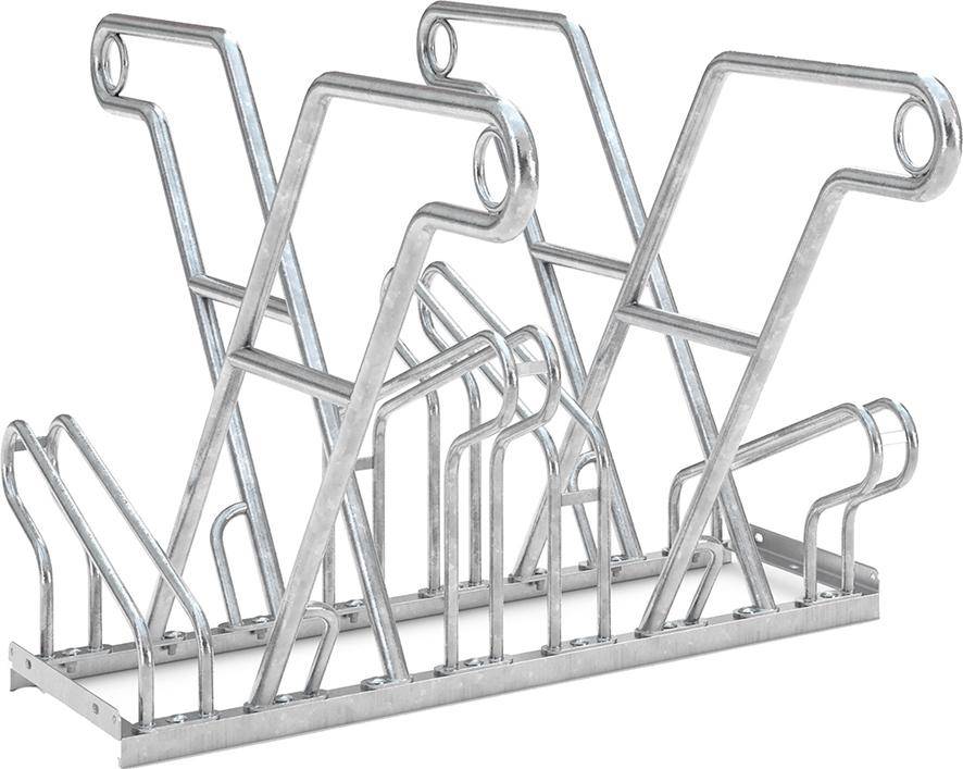 Fahrrad-Anlehnparker zweiseitig, verzinkt L 1080 mm, 4 Plätze Modell 2600 XBF