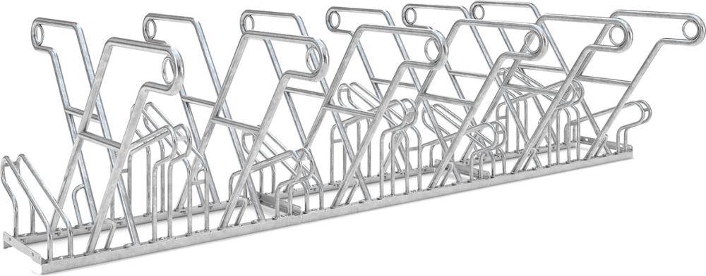 Fahrrad-Anlehnparker zweiseitig, verzinkt L 3240 mm, 12 Plätze Modell 2600 XBF