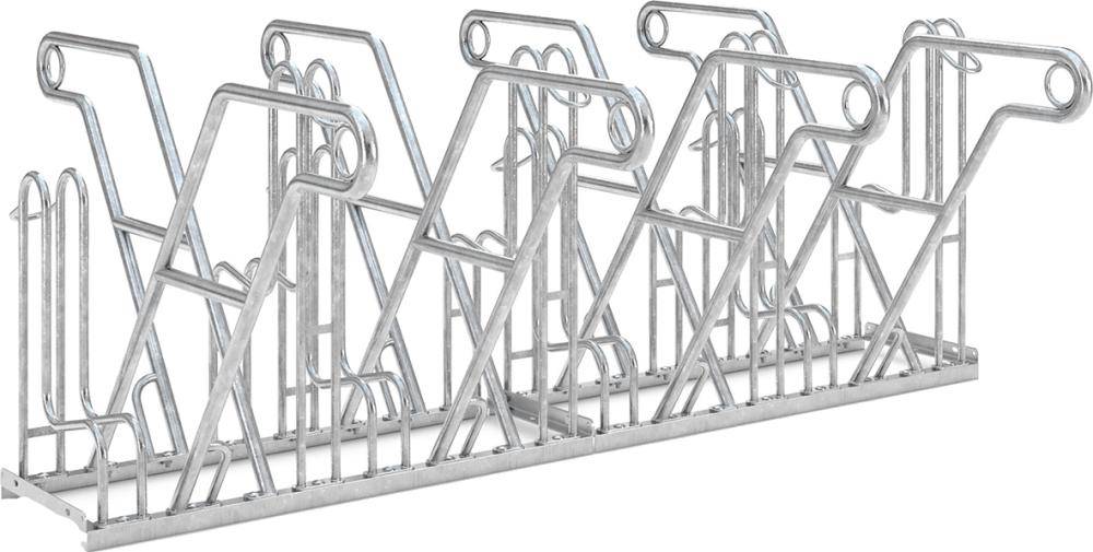 Fahrrad-Anlehnparker zweiseitig, verzinkt L 2160 mm, 8 Plätze Modell 4600 XBF