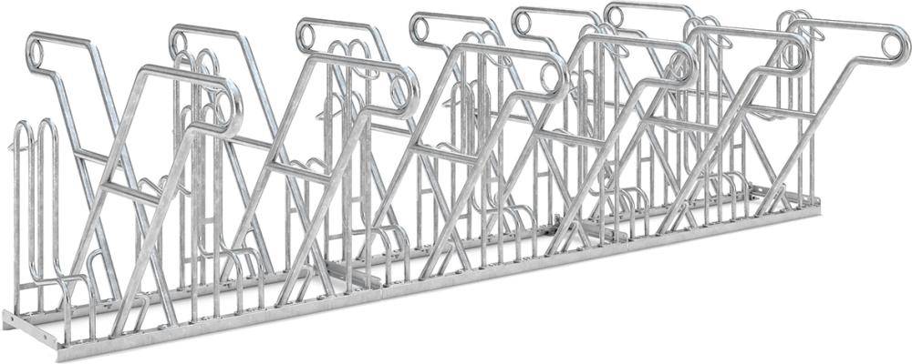 Fahrrad-Anlehnparker zweiseitig, verzinkt L 3240 mm, 12 Plätze Modell 4600 XBF